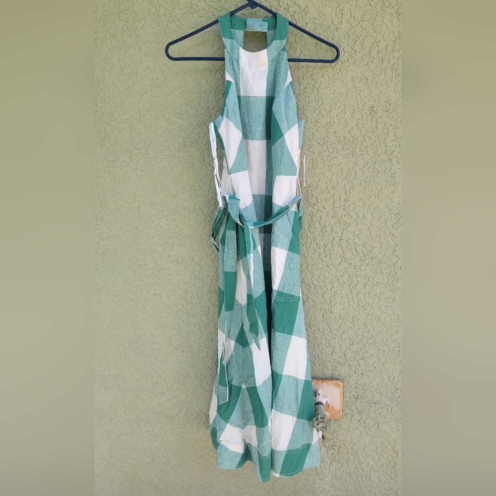 Anthropologie Maeve Greta Gingham Dress Green Cream - Picture 3 of 6
